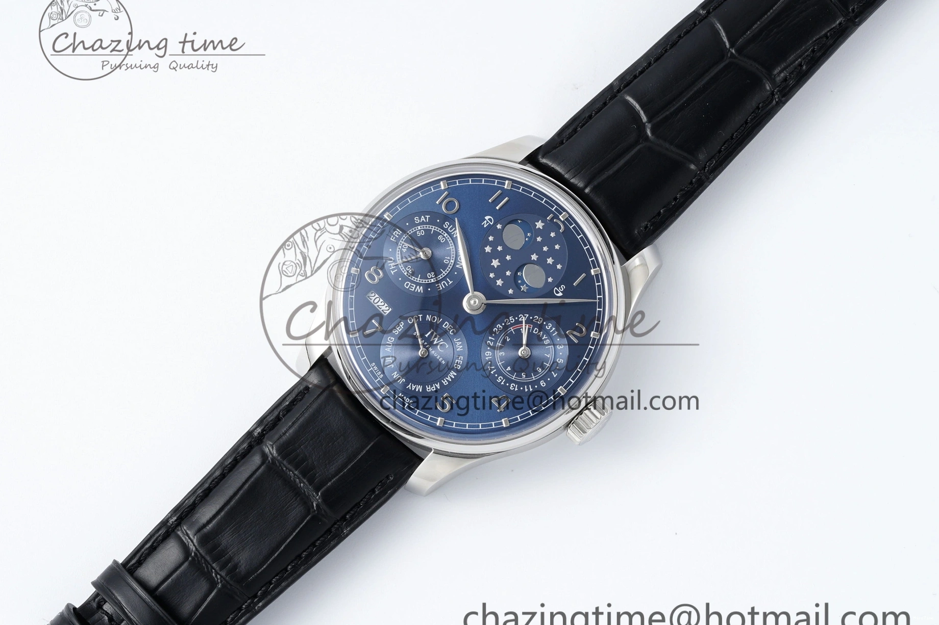 MIROTIME 0522 Bold Portugieser Perpetual Calendar SS 5033 APSF 1:1 Best Edition Blue Dial on Black Leather Strap A52610 Clone 7041
